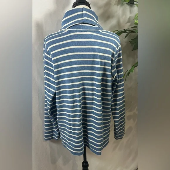 L.L. Bean Blue and White Striped Blouse - Picture 4 of 10